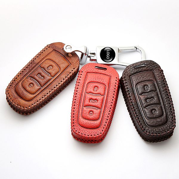 

layer leather key case cover protective shell holder for geely emgrand ec7 ec718 ec715 global hawk gx7
