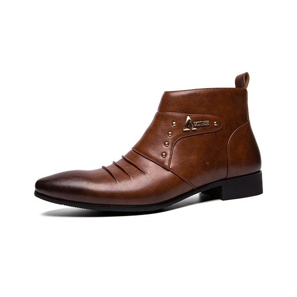 

к 2020 году новые трансграничные мужские остроносые туфельки на середину верхней британских мужская обувь корейский стиль острым носом модны, Black