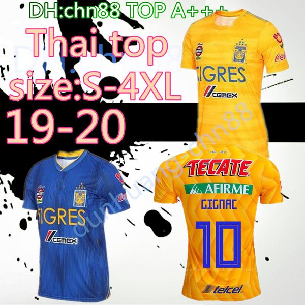 

size:s-4xl tigres 2019 2020 new 7 stars 9 vargas 10 gignac 20 aquino 8 zelarayan 4 h.ayala 3 juninho 18 sosa thai quality soccer jersey, Black;yellow