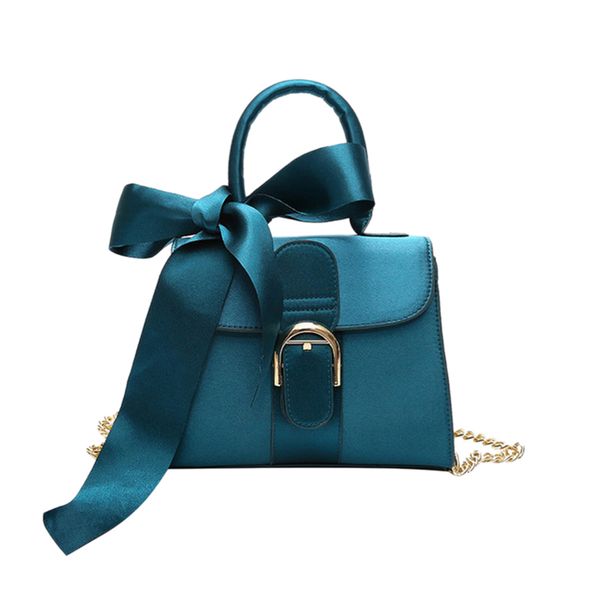

european style fashion new handbags high-quality velvet women bag bow tie sweet lady tote bag chain shoulder satchel blue