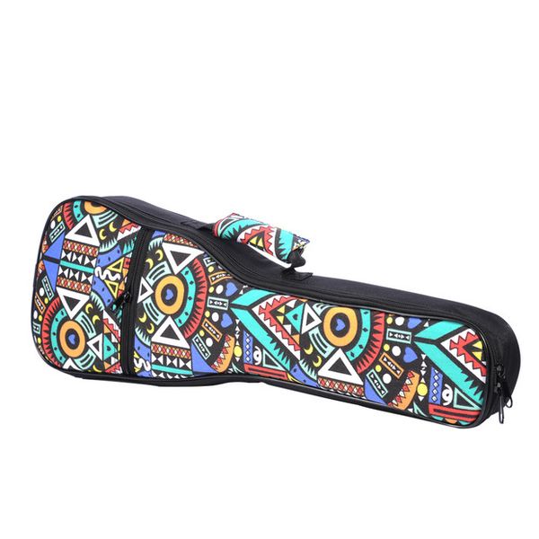 

double strap hand folk ukulele carry bag cotton padded case for ukulele guitar parts accessories,blue-graffiti