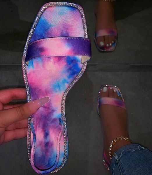 

spring/summer new printing bright women 2020 sandals outdoor wild casual sandals flat beach slippers non-slip durable home back, Black
