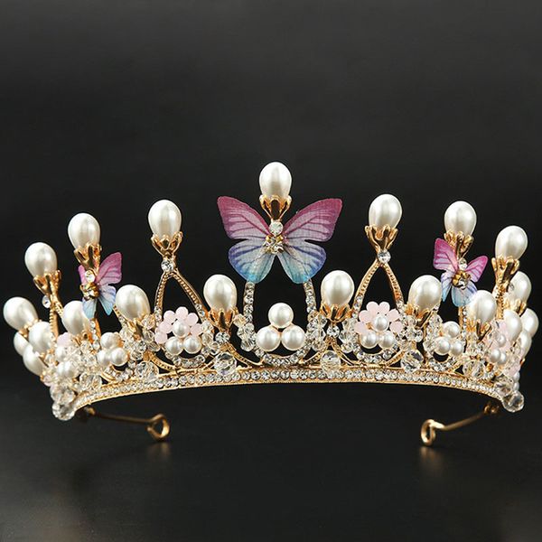 

luxury crystal wedding butterfly crown bridal tiaras prom bride hair ornament jewelry accessories rhinestone tiara headband ss30 c18112001, Slivery;golden