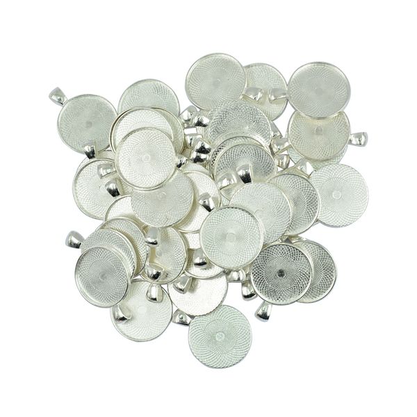 

50 pieces wholesale blank round bezel tray base cabochon diy pendants fit necklace pendant, Silver