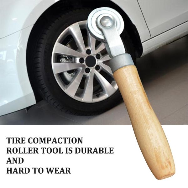 

wooden handle tire compaction roller rubber anti-slip handle cold film pressure roller car tire repair tools