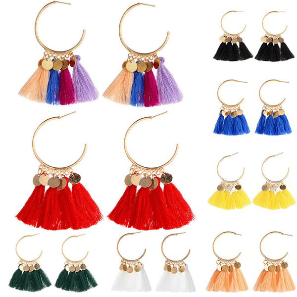 

2019 мода новые женщины 2019 ассель бахрома чешские серьги длинные boho блестками мотаться серьги мода ювелирные изделия 8 цветов, Silver