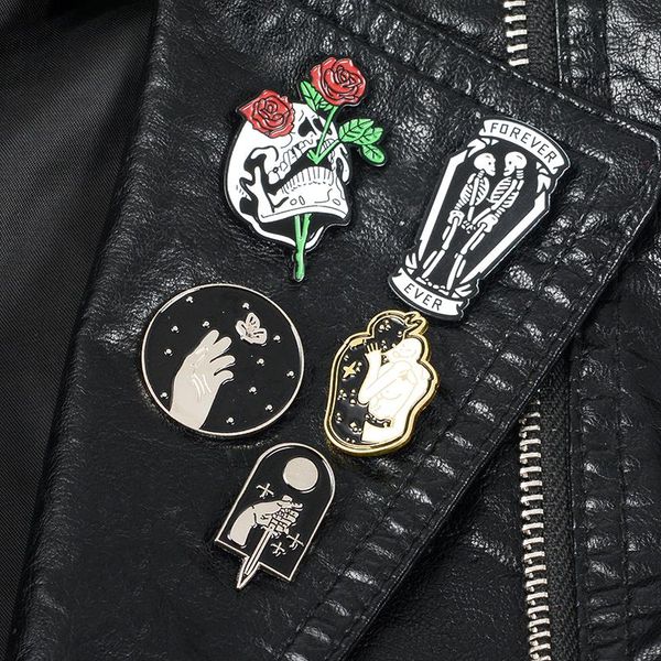 

скелет pins череп череп pins lover броши эмаль pins значки скелет ювелирные изделия черепа ювелирные подарки для мужчин женщин любителей vke, Black;gray