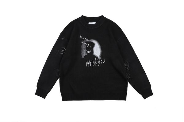 

2019 ghost watch you printed women men casual sweaters hiphop streetwear men wools sweaters pullover, White;black