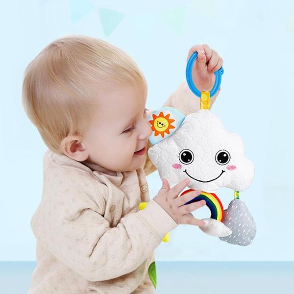 

baby teether plush crib mobile bed bell excellent short plush food grade pp cotton filled rattles stroller rattles toy