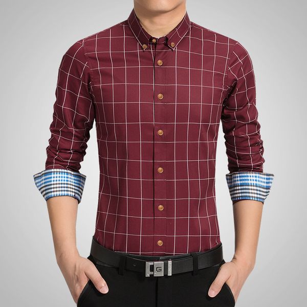 

plus size plaid casual men's shirt, White;black