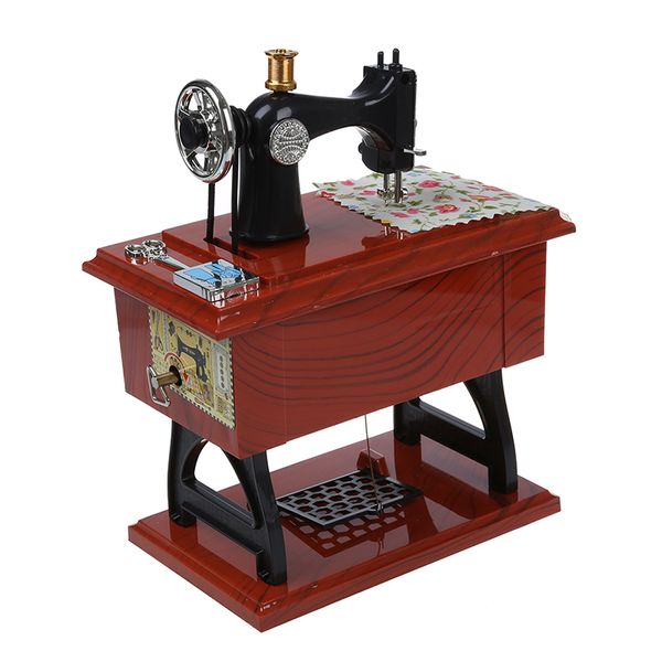 

wind up vintage mini sewing machine style mechanical music box