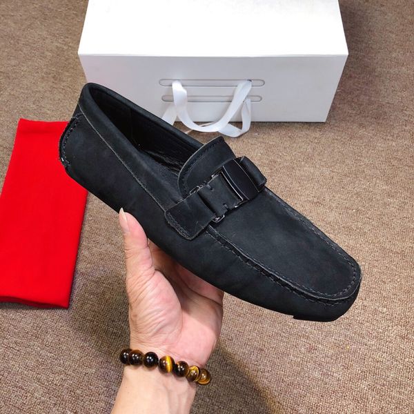 

2019 fashion design men's casual shoes leather pad comfort light flat shoes original box shipping code 38-44, Black