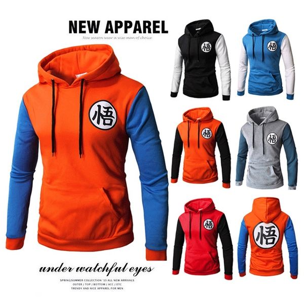 

zogaa 2018 new 6 color new men's wukong printed z hoodies dbz casual baseball pullover goku jacket s-3xl, Black