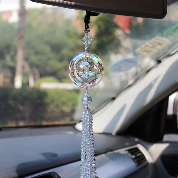 

car pendant decor lucky crystal ball suspension ornaments charm auto interior rearview mirror hanging trim home furnishing gifts