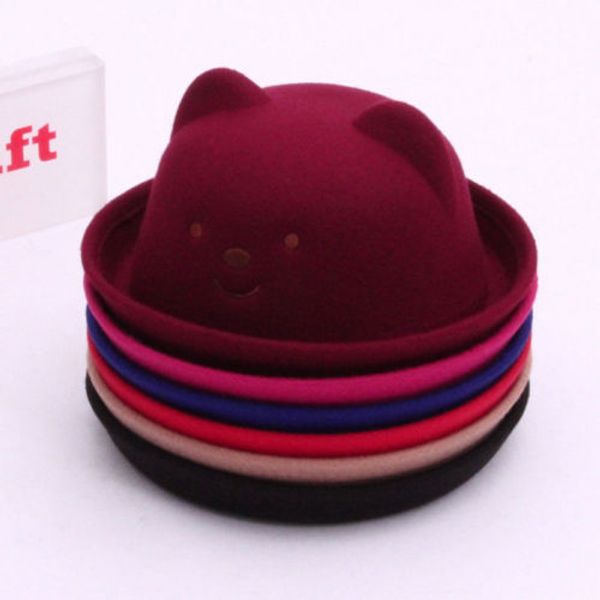 

usa toddler cute baby kids boys bear ear girls peaked hat beret woolen fashion design hat newest, Yellow