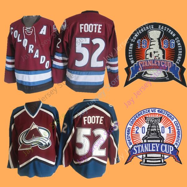 

Adam Foote Jersey 1996 2001 Stanley Cup Colorado Avalanche Ice Hockey Jerseys Home Away Red