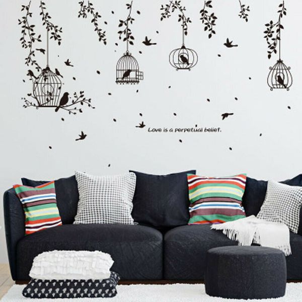 

mmo-leaves tree removable wall sticker decal home decor vinyl mural art black
