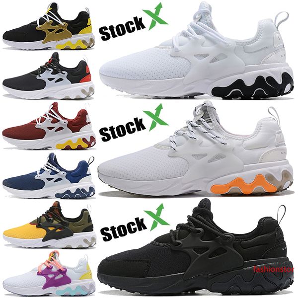 

react presto 1.0 2.0 runing sneakers white yellow olive fashion designer men women shoes trible black gold green grey comfoetable trainers