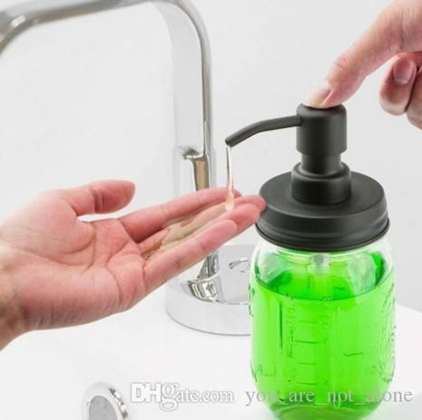 

black mason jar soap dispenser and lids rust proof 304 stainless steel liquid pump for kitchen and bathroom jar not included llfa