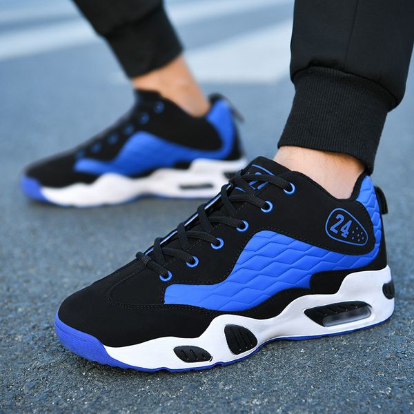 

casual shoes men breathable running sport shoes high basketball fashion ankle boots outdoor non-slip trainning sneaker, Black