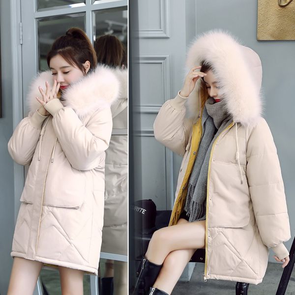 

new 2019 winter warm coat padded short female slim thin jackets women's thick cotton jacket clothing, Tan;black