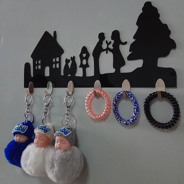 

1 set 6pc hook wall stickers decorative home furnishing modern hooks wall decor acrylic home front sticker decor a30718