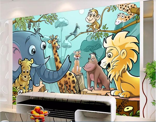 

3d room wallpaper custom p non-woven mural forest animal children's room background wall wallpaper for walls 3 d