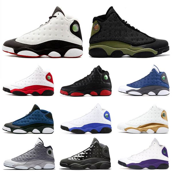 

2020 jumpman he got game lakers rivals 13s olive green cap and gown men basketball shoes 13 mens trainer sport sneakers size 7-13, White;red
