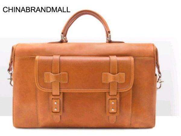 

new in genuine leather cow skin large capacity men's travel duffle bag