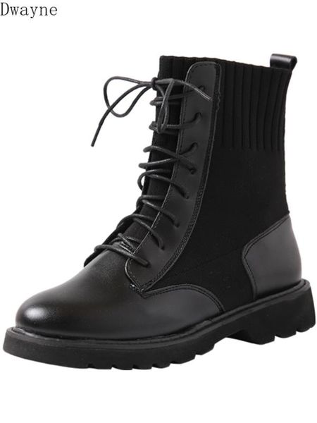 

boots female 2019 new autumn wild socks boots motorcycle wool mouth, Black