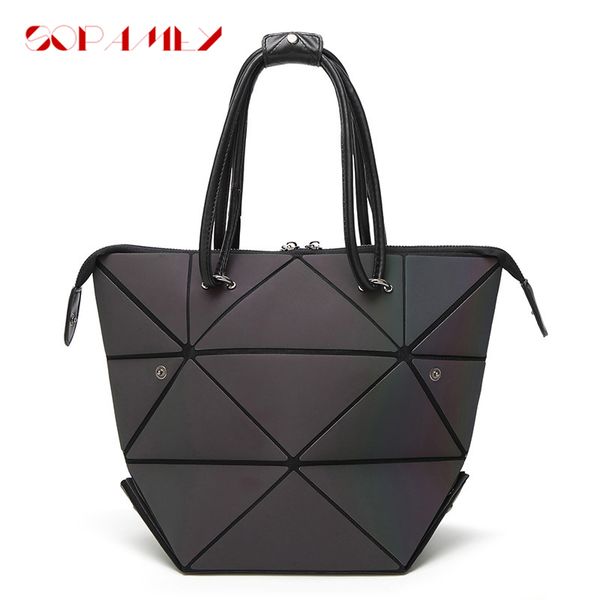 

fashion diamond women bao bags folding bag female plaid laser handbags geometric luminous shoulder messenger bags for women