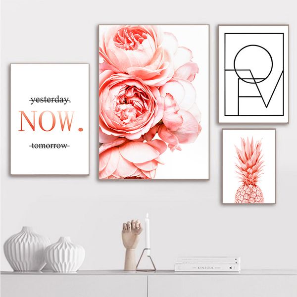 

scandinavian peony flowers wall art poster and print wall pictures canvas painting for bedroom living room home decor no frame