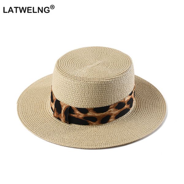 

новые женщины и мужчины панама hat leopard соломенная шляпка для женщин visor cap мужской плоский соломенная шляпка dropshipping оптовая y20, Blue;gray
