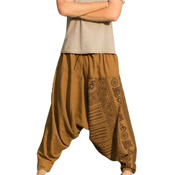 

harem pants men long casual print loose trousers men plus large size nationality trousers 2019 new casual vintage baggy pants, Black