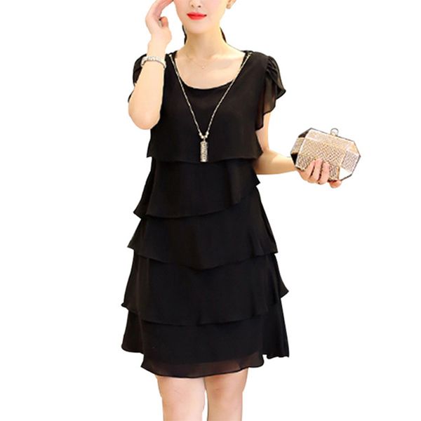 

summer women chiffon dress plus size dresses 5xl 2020 ladies elegant female vestido cocktail casual vintage party black red pink, Black;gray