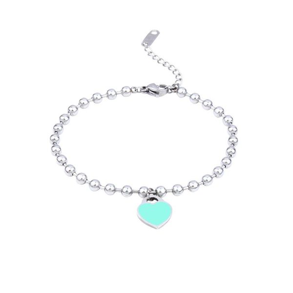 

charm baracelets& bngles beads bracelets for women female stainless steel bracelets femme jewelry heart bead, Black