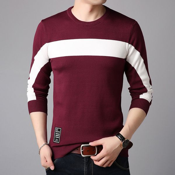 

2020 spring mens sweaters pullovers casual men's sweater o-neck autumn patchwork slim fit knittwear men plus size 4xl, White;black