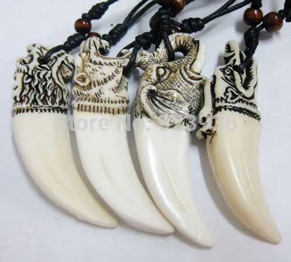 

Pendant bear 12 pc vintage tibetan yak bone necklace white mix cool man virility pendant new tali man jewelry