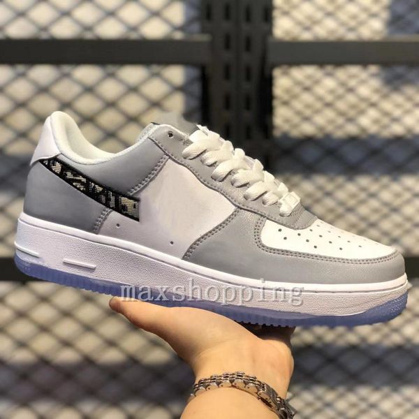 

new b23 one low wmns skateboard shoes 1s grey white luxury designer airs chaussures 1 one skate athletic sports sneakers