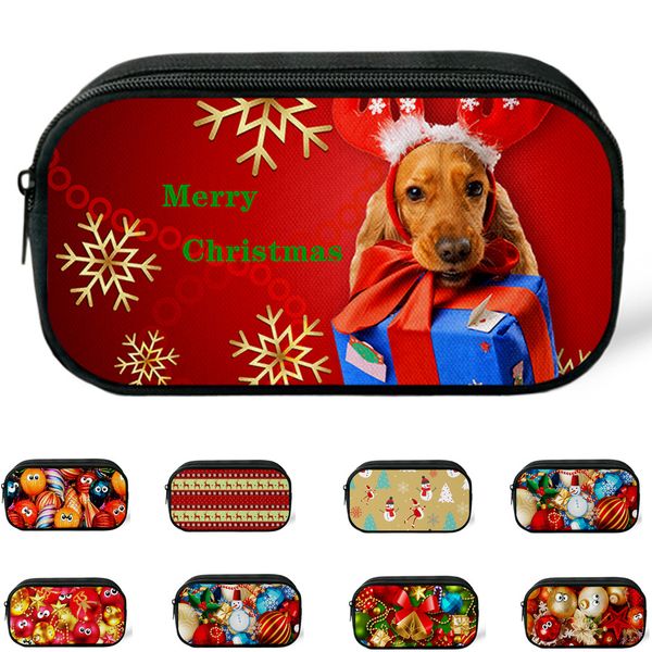 

christmas students fashion leisure pencil case storage makeup bags coin purse cosmetic storage bag xmas mobile phone bags, Red;black