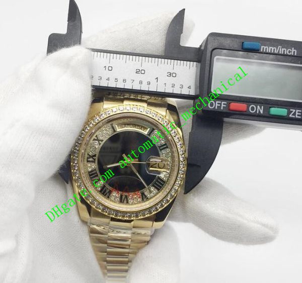 Promosyon Fiyatı Lüks Erkek Spor İzle 228206 Serisi 36mm Gold Roman Büyük Elmas Sayılar Sapphire Otomatik Hareket Saati