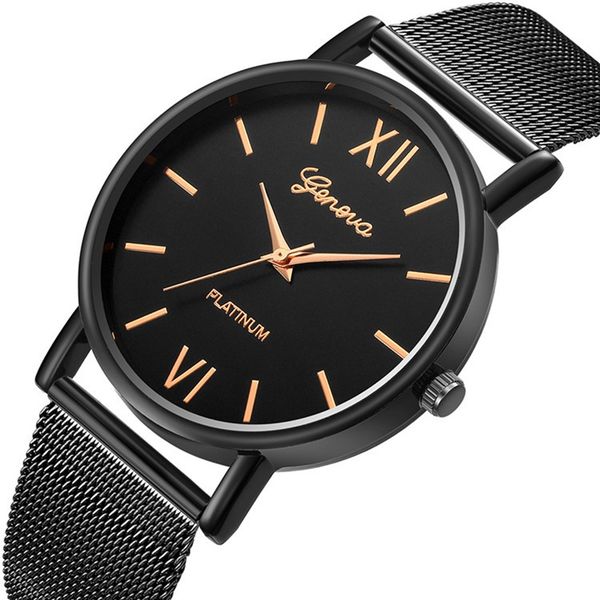 

2019 fashion business watch men quartz wristwatch steel band women watches clock montre femme relogio, Slivery;brown
