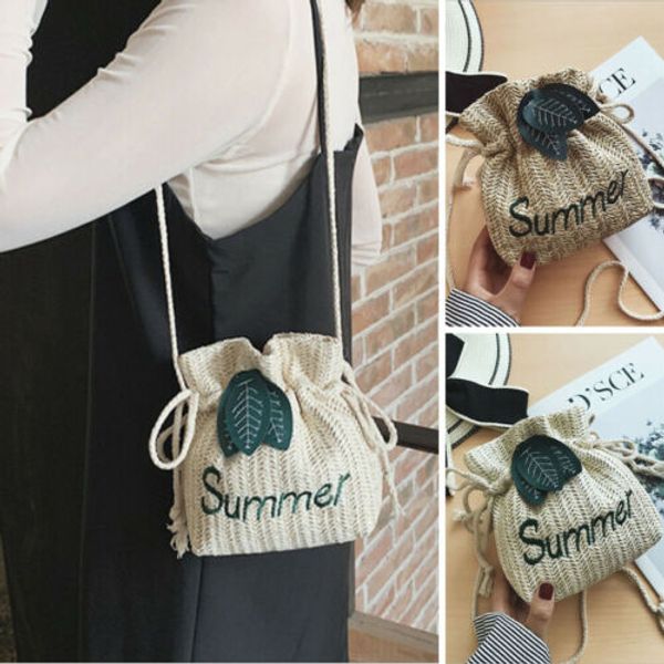 

women straw bag small fresh straw woven cross body beach bag ins style