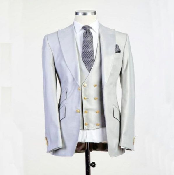 

handsome groomsmen peak lapel groom tuxedos mens wedding dress man jacket blazer prom dinner 3 piece suit(jacket+pants+tie+vest) b258, Black;gray