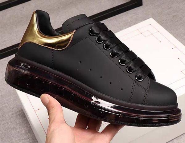 

2020 new men's and women's fashion leather sneakers shoes ladies crystal thick bottom casual low-sneakers boots, Black