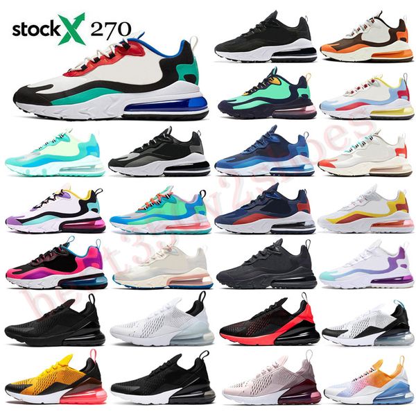 

New 270 react men women running hoe bauhau optical triple black white ummit tie cap ule de igner men trainer port neaker, White;red