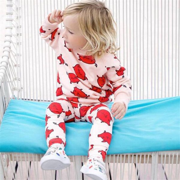 

1-4t kids pajama sets children clothing set spring winter child clothes set baby girls boys sleep wear french fries long sleeve, White