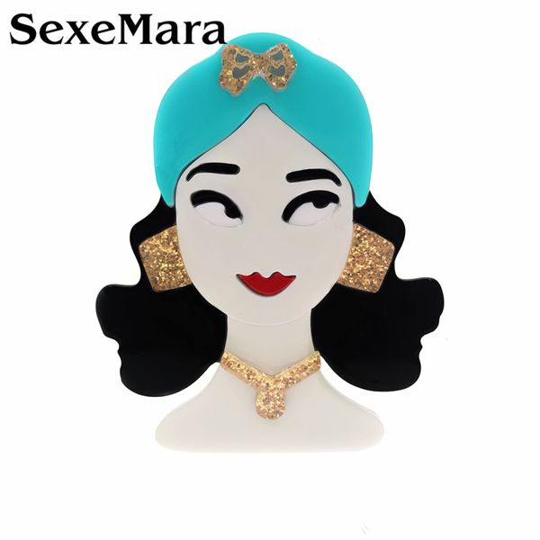 

sexemara new design blue scarf acrylic girl brooch for women girls bohemia style hijab girl pins lapel badges fashion gift, Gray