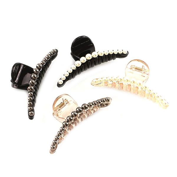 

4 pcs hair clips beautiful durable pearl ponytail clip accessory hair clip decoration claw for girl woman, Golden;silver