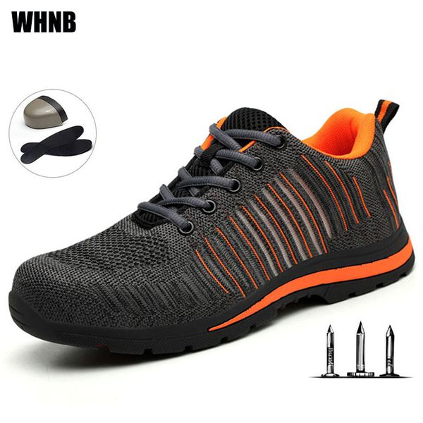 

labor insurance shoes mesh light breathable steel toe sports shoes anti-mite stab protection safety fashion men work, Black